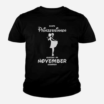 Echte Prinzessinnen November Geburtstags-Kinder Tshirt, Vintage Geschenk - Seseable
