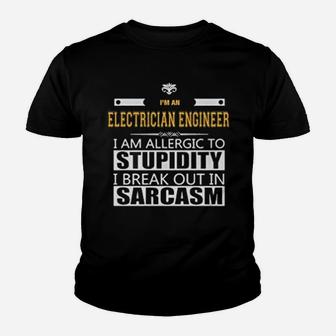 Electrician Engineer Allergic To Stupidity Kid T-Shirt - Seseable