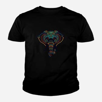 Elefanten-Mandala Kinder Tshirt, Faszinierendes Design auf Schwarz - Seseable