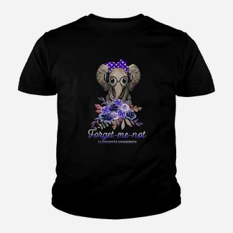 Elephant Forget Me Not Alzheimers Awareness Hippie Gift Kid T-Shirt - Seseable