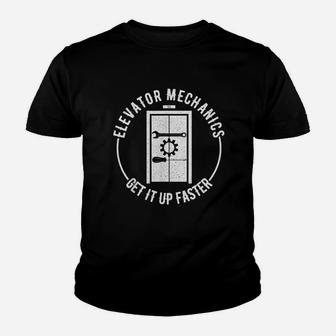 Elevator Mechanic Maintenance Get Up Faster Technician Kid T-Shirt - Seseable