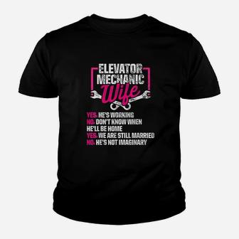 Elevator Mechanic Maintenance Wife Technician Kid T-Shirt - Seseable