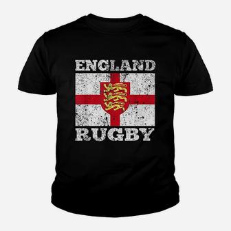 England Rugby Vintage English Flag Rugby United Kingdom Gift Kid T-Shirt - Seseable