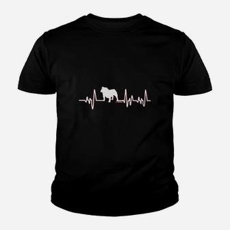 English Bulldog Gifts Dog Lover Heartbeat Bulldog Kid T-Shirt - Seseable