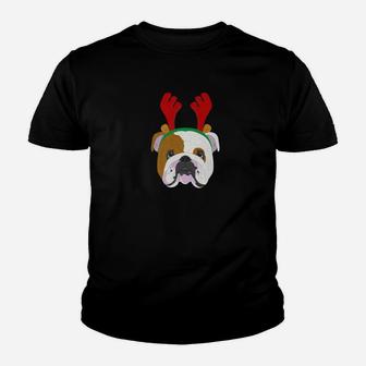 English Bulldog Reindeer Christmas Dog Lover Gifts Kid T-Shirt - Seseable