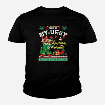 English Bulldog Snow Gifts This Is My Ugly Christmas Sweater Kid T-Shirt - Seseable