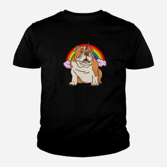 English Bulldog Unicorn Kids Rainbow Kid T-Shirt - Seseable