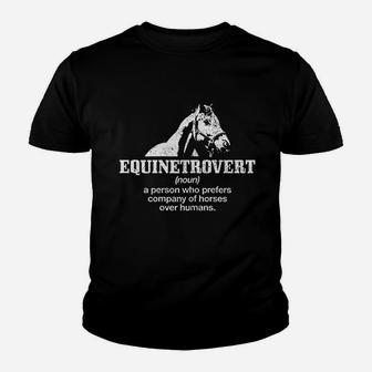 Equinetrovert Definition Funny Horse Riding Horse Girl Gift Kid T-Shirt - Seseable