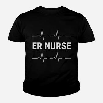 Er Nurse Heartbeat Cool Emergency Room Nurse Kid T-Shirt - Seseable