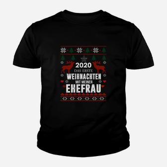 Erstes Weihnachten mit Ehefrau 2020 Kinder Tshirt, Festliches Paardesign - Seseable