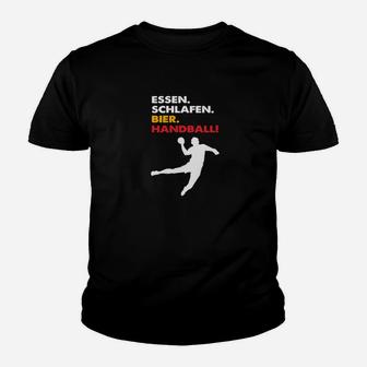 Essen Schlafen Bier Handball Kinder T-Shirt - Seseable
