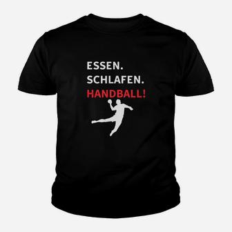 Essen Schlafen Handball Kinder T-Shirt - Seseable