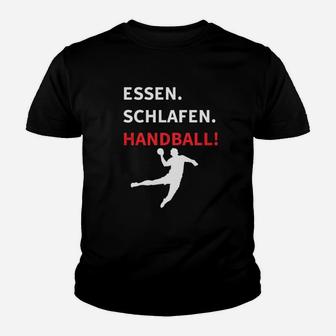 Essen Schlafen Handball Kinder T-Shirt - Seseable