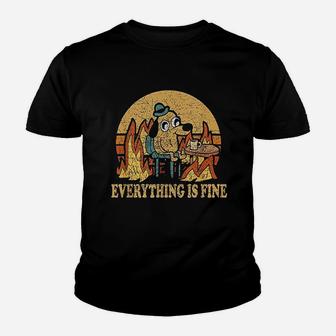 Everything Is Fine Dog Drinking Coffee Burning Meme Kid T-Shirt | Seseable CA