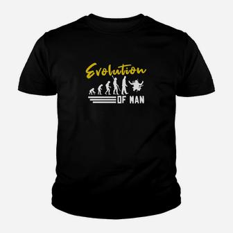 Evolution des Menschen Schwarzes Kinder Tshirt mit Witziger Grafik - Seseable