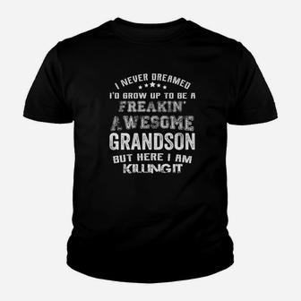 Family Im Freakin Awesome Grandson Family Gifts Kid T-Shirt - Seseable