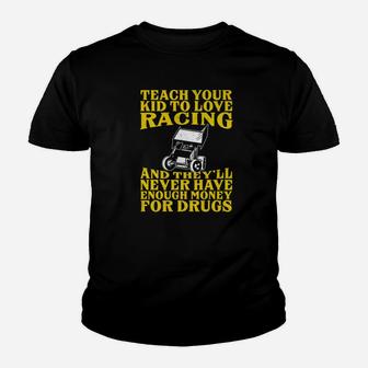 Fathers Dad Teach Kid Love Racing Sprint Car Parenting Race Premium Kid T-Shirt - Seseable