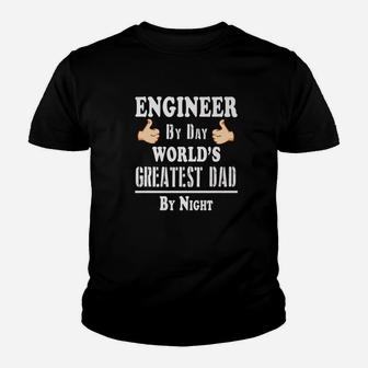 Fathers Day Engineer By Day Worlds Greatest Dad By Night Premium Kid T-Shirt - Seseable