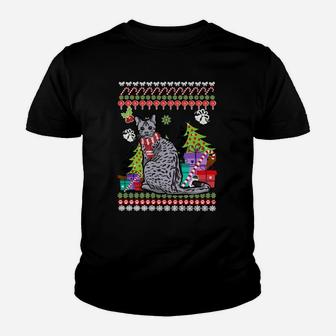 Festlicher Katzen-Weihnachtspullover Kinder Tshirt, Witziges Design für Weihnachten - Seseable