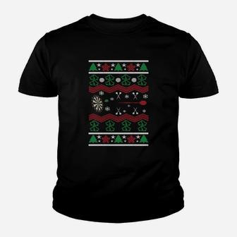 Festliches Herren Kinder Tshirt, Weihnachts Ugly Sweater Design, Schwarz - Seseable