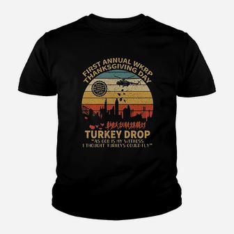 First Annual Wkrp Turkey Drop Vintage Thanksgiving Day Kid T-Shirt - Seseable
