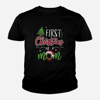 First Christmas As A Mom Funny New Mom Kid T-Shirt - Seseable