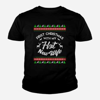First Christmas With My Hot New Wife Husband Kid T-Shirt - Seseable