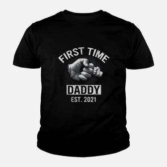 First Time Daddy New Dad Est 2021 Fathers Day Gift Kid T-Shirt - Seseable