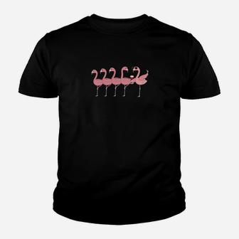Flamingo-Kontrastaufdruck Schwarzes Kinder Tshirt für Herren/Damen - Seseable