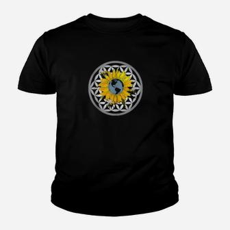 Flower Of Life Sunflower Earth Bees Climate Change Kid T-Shirt - Seseable