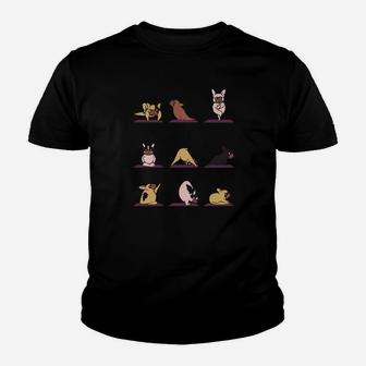 Französischer Bulldogge Yoga Kinder T-Shirt - Seseable