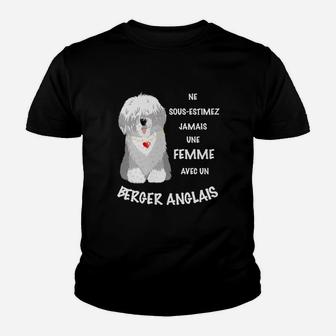 Französisches Motiv Kinder Tshirt, Old English Sheepdog mit Spruch - Seseable