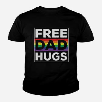 Free Dad Hugs Rainbow Lgbt Pride Fathers Day Kid T-Shirt - Seseable