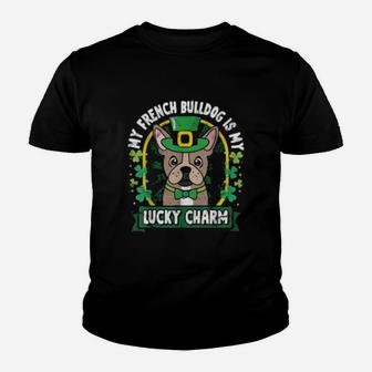 French Bulldog Frenchie St Patricks Lucky Charm Kid T-Shirt - Seseable
