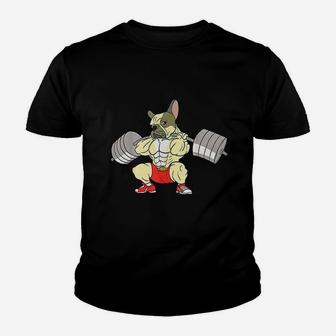 French Bulldog Weightlifting Funny Deadlift Kid T-Shirt - Seseable