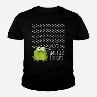 Frog Fly 100 Days Of School Teacher Boy Girl Gift Kid T-Shirt - Seseable