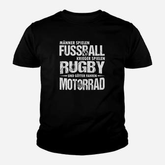 Fußball Rugby Motorrad Fans Kinder Tshirt, Herren mit Sportspruch - Schwarz - Seseable