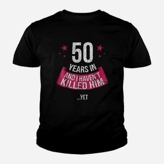 Funny 50th Wedding Anniversary Wife 50 Years Married Kid T-Shirt - Seseable