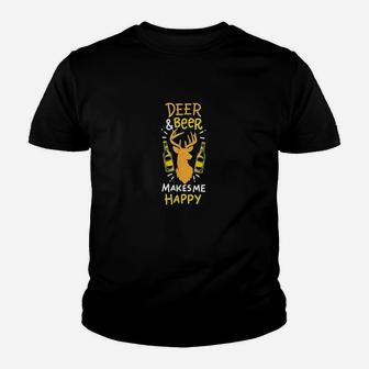 Funny Beer And Deer Happy Hunter Cool Hunting Kid T-Shirt - Seseable
