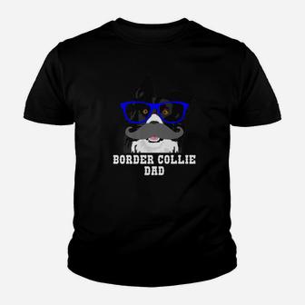 Funny Border Collie Hipster Dad Dog Lover Kid T-Shirt - Seseable