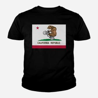 Funny California Flag Style Bear Wheelie T-shirt Kid T-Shirt - Seseable