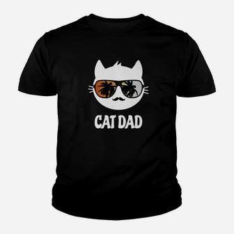 Funny Cat Dad Hipster Father Kitty Lover Humor Kid T-Shirt - Seseable