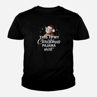 Funny Cat This Is My Christmas Pajama Gift Kid T-Shirt - Seseable