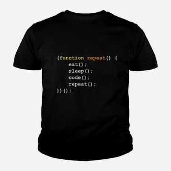 Funny Computer Science Programmer Eat Sleep Code Kid T-Shirt - Seseable