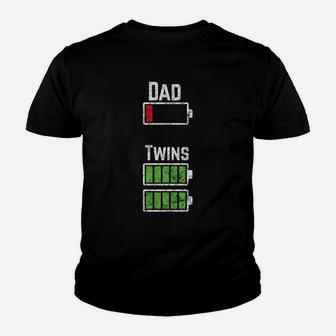 Funny Dad Twins Battery Charge Great Gift For Dads Kid T-Shirt - Seseable