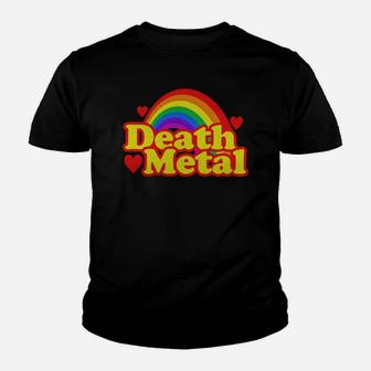 Funny Death Metal Rainbow Vintage Distressed Look T-shirt Kid T-Shirt - Seseable