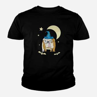 Funny English Bulldog Witch Halloween Bulldogs Tee Kid T-Shirt - Seseable