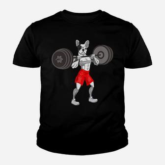 Funny French Bulldog Workout Frenchie Mom Dad Gift Kid T-Shirt - Seseable