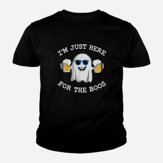 Funny Halloween I Am Just Here For The Boos Costume Gift Kid T-Shirt - Seseable