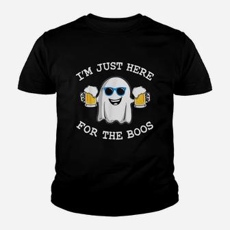 Funny Halloween I Am Just Here For The Boos Costume Gift Kid T-Shirt - Seseable